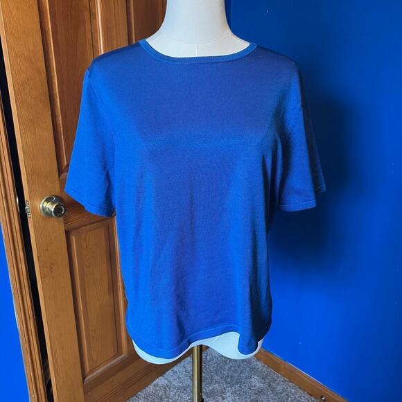 Pendleton Sweaters - Pendleton Women's Short Sleeve Silk/Nylon Blue Sweater. Size Large